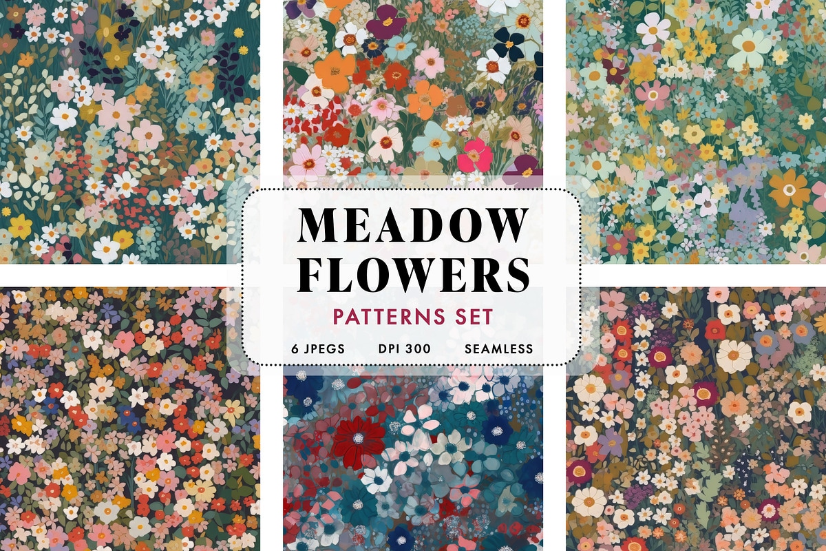 Ditsy Wildflower Meadow Patterns Set - image 1
